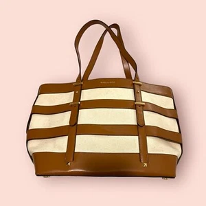Michael Kors Marie Medium Cage Tote Bag Canvas Leder Streifen - Bild 1 von 10