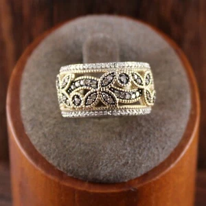 Estate Champagne Diamond Ring 14K Yellow Gold Over Sterling Silver Size 4.75 SJD - Picture 1 of 7