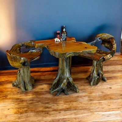 Teak Root Wood Table Dining Solid Natural Furniture Room Sunroom New - Image 1 of 4