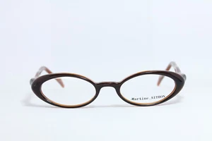 Narrow MARTINE SITBON 6240 DBC Original Vintage Eyeglasses Small Brown Oval - Picture 1 of 8