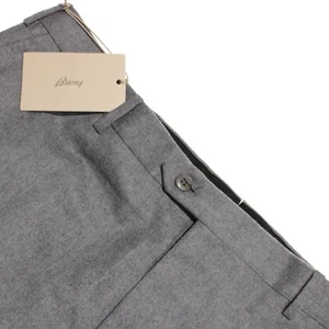 Brioni NWT Dress Pants Size 56 40 US In Solid Gray 100% Flannel Wool - Picture 1 of 11