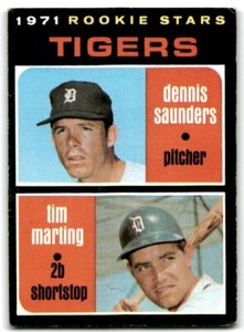 1971 Topps Tigers Rookies - Dennis Saunders/Tim Marting Rookie Detroit Tigers