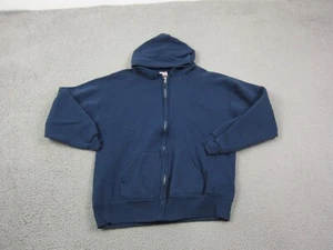 Vintage Hanes Hoodie Womens Medium Blue Full Zip Up Faded 90s Cotton Casual - Picture 1 of 15