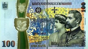 Romania 100 LEI New 2018 Commemorative POLYMER NOTE + Folder KING & QUEEN NOTE - Picture 1 of 4