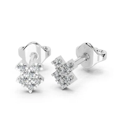 0.12 CTTW Round Lab Grown Diamond Classic Earrings In 14K Gold  (F-G, VS1-VS2) Foto 1 de 4