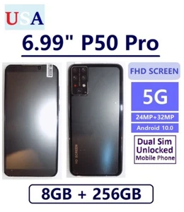 6.99" P50 Pro Smartphone 8GB+256GB 5G Dual SIM Android 10 Unlocked-Mobile Black - Picture 1 of 10