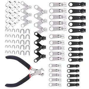 85Pcs/lot Zinc Alloy Tent Jeans Bag Fix Zipper Zip Slider Repair Instant DIY Set - Picture 1 of 12