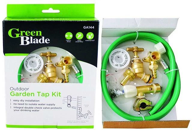 DELUXE BRASS OUTDOOR TAP KIT EXTERNAL GARDEN TAP & FITTINGS SET DIY SELF CUTTING - image 1 of 1