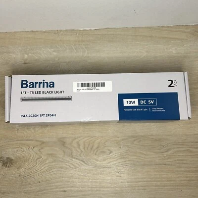 Barrina T5 LED Black Light Bar 10W 1 Ft Portable USB 2 Pack Open Box - Image 1 of 4