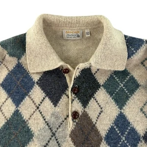 Suéter Glen Castle Para Hombres 50 Beige Nueva Lana Argyle Pullover Preppy - Imagen 1 de 8
