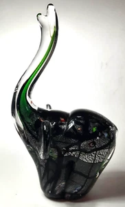 RARE Vintage Murano Style Studio Art Glass Elephant Trunk Up Paperweight MCM EUC - Picture 1 of 24