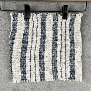 Rue21 Juniors Top Size M Blue White Stripe Stretch - Picture 1 of 6