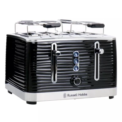Russell Hobbs Retro Style 4 Slice Toaster in Black - Image 1 of 4