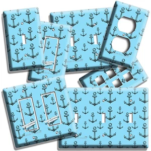 BLUE SAILBOAT THEME BOAT ANCHORS LIGHT SWITCH OUTLET WALL NAUTICAL HD ROOM DECOR - Picture 1 of 34