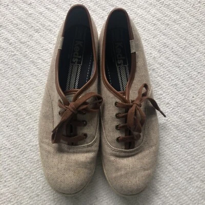 Tweed Keds Marrón Tostado Mezcla de Lana Marrón Camel Cuero Como Borde Excelente Talla 7.5 Foto 1 de 4