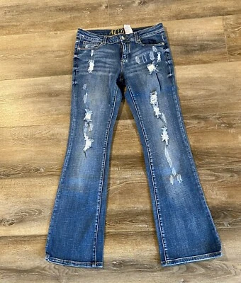 Alloy Distress Size 9 Bell Boot Cut Comfy Stretch Blue Jeans Great Quality  - Image 1 of 4