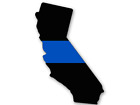 3x5 inch California Shaped Thin Blue Line Sticker (pro police cop CA car decal)