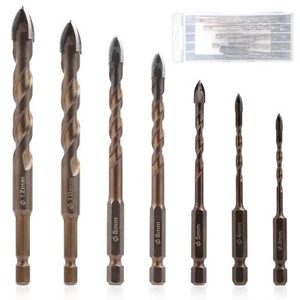 7pcs New Four-Flute Sawtooth Eccentric Drill Bit Set, High-Strength Four-Edged - Picture 1 of 7