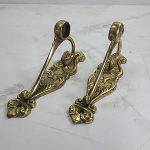 2 Vintage Solid Brass Foot Rail Bar Rail Support & End Cap 0.75" Diameter - Picture 1 of 7
