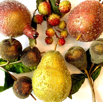 6 сезонных декоративных декоративных декоративных украшений из искусственных фруктов с бисером яблочный грушевидный помпон - Изображение 1 из 4