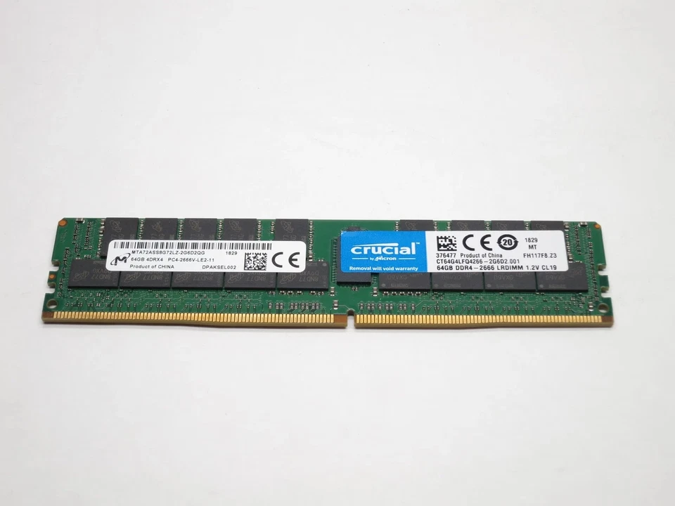 CT64G4LFQ4266 CRUCIAL 64GB DDR4 2666 LRDIMM ECC REG PC4-21300 1.2V 288-PIN RAM - Image 1 of 4
