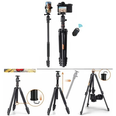 Tripé de câmera DSLR de 81 polegadas com cabeça esférica panorâmica 360 para viagens e filmagens - Imagem 1 de 4