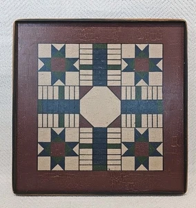 Bemaltes Holz Volkskunst Parcheesi Spielbrett Wandbehang klein - Bild 1 von 6