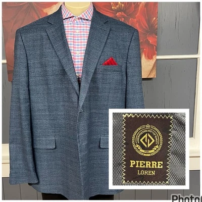 Blazer Pierre Loren Chaqueta Deportiva Hombre 50L Largo Mezcla Poliéster Elastizado Azul A Cuadros Foto 1 de 4