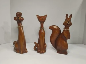 VTG Squirrel, Cat & Dog Figurine Kitsch MCM 7.5” Chain Made In Hong Kong - Picture 1 of 12