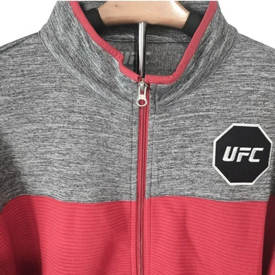 UFC Hombre’s Chaqueta Cremallera Completa Sudadera Talla Grande Rojo Logo Parche Bordado Vellón Foto 1 de 4