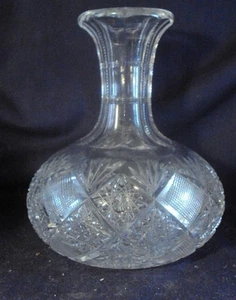 Cut glass water bottle quad hobstar pattern American Brilliant period Z2 - Picture 1 of 5