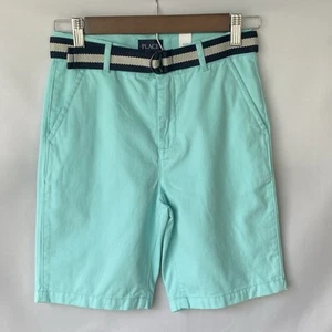 NWT Children’s Place Boys Belted Adjustable Waist Shorts Size L (10) Acqua Blue - Picture 1 of 10