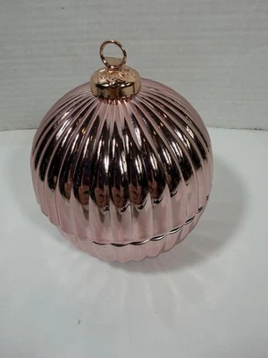 Sand+Fog PB Candle Pink glass Christmas ball ornament Juniper Berry Sage New - Image 1 of 4