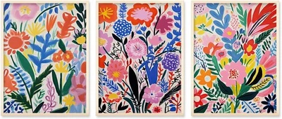 Arte de pared de mercado de flores Henri Matisse póster impreso conjunto de 3 coloridos florales Foto 1 de 4
