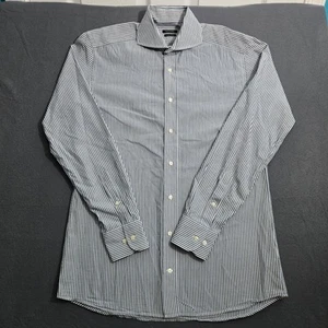 Suitsupply Men 39 Extra Slim Fit 2 Ply Cotton Blue Striped Button Up Shirt - Picture 1 of 12