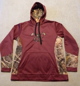 True Timber 100% Polyester Burgunderrot & Camo Muster LS Pullover Hoodie Gr. Large - Bild 1 von 6