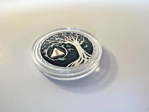 Silver Tone 1 Year Tree Of Life I Coin AA Chips And Medallions Sobriety Gift - Picture 1 of 10