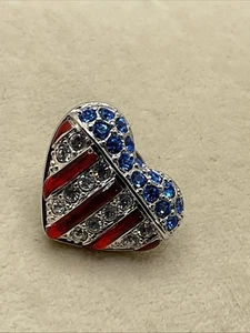  Broche prendedor patriótico de cristal de Swarovski bandera americana corazón broche prendedor - Imagen 1 de 16