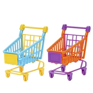 Carro de compras simulado de empuje manual 2 piezas mini carro de juguete niños jugando - Imagen 1 de 12