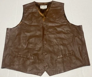 Scully Leather Western Vest Brown Mens Size 56 Ranch Southwestern Western Soft - Picture 1 of 9