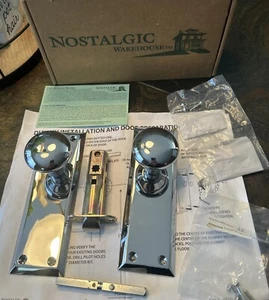 Nostalgic Warehouse 7330890 Bright Chrome New York Passage Plate/Knob Set NEW - Picture 1 of 10