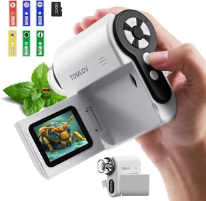 Miniscopio de mano TOMLOV 1 000X con diapositivas de microscopio para niños principiantes 1080P - Imagen 1 de 9