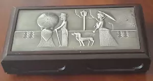 BRUNEL ITALY MID CENTURY WOOD 925 SILVER JEWELLERY or CIGARETTE BOX #pp - Foto 1 di 8