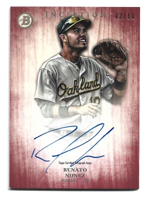 Renato Nunez AUTOGRAPH /10 Red Oakland Athletics 2014 Bowman Inception AUTO A's - Image 1 of 2