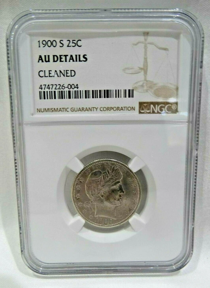 1900 S 25C AU DETAILS CLEANED NGC - Image 1 of 2