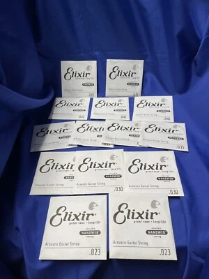 14 Elixir .045-.023 Nano Coat 80/20 Bronze Individual Acoustic Guitar Strings - Image 1 of 4