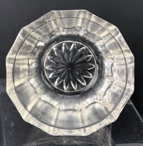 Vintage Open Salt Cellar Dip Clear Pressed Glass Ribbed Star Bottom AS IS 1" T - Picture 1 of 4