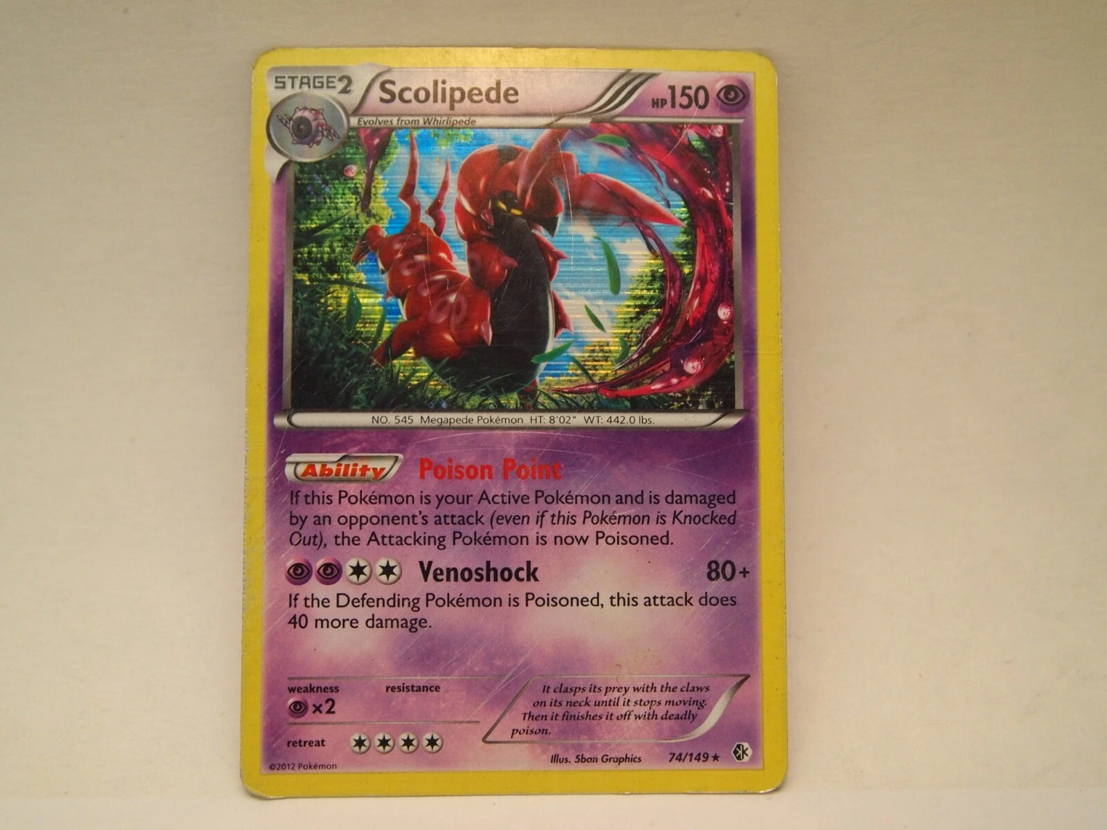 LP-Scolipede 74/149 Holo Rare Pokémon Boundaries Crossed - Pokemon TCG