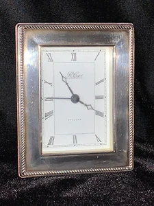 R Carr England Alarm Clock/Wood Back • Sterling Silver Hallmarked • Vintage - Picture 1 of 12