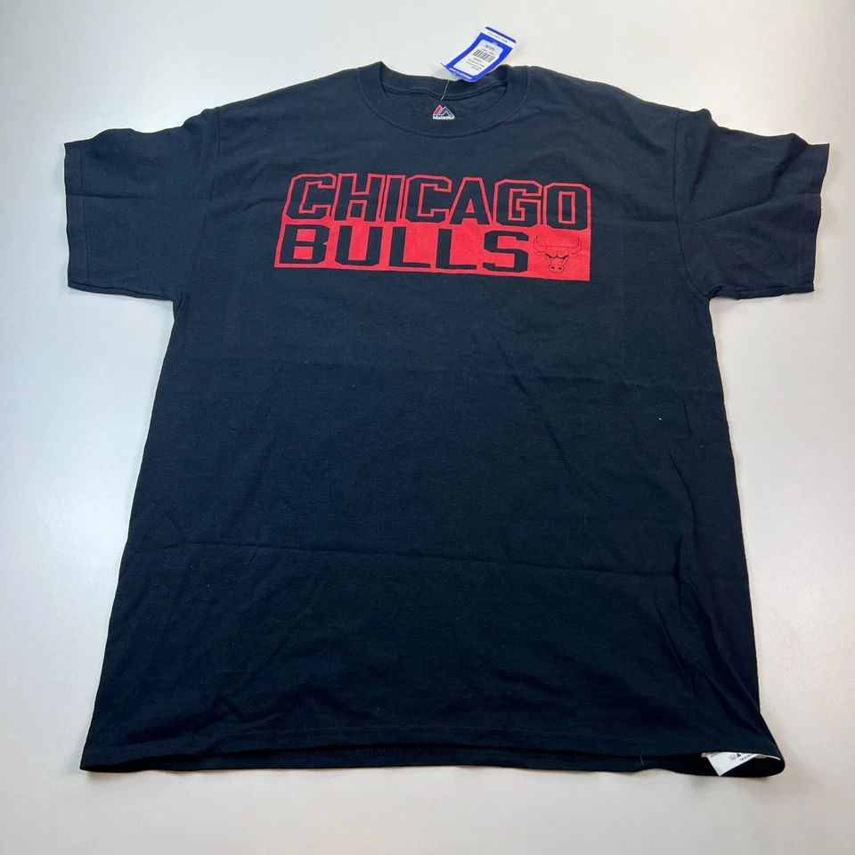 NUEVA NUEVA CON ETIQUETAS Camisa Majestic Chicago Bulls Jimmy Butler Adulto Grande Negra Cuello Redondo Foto 1 de 4